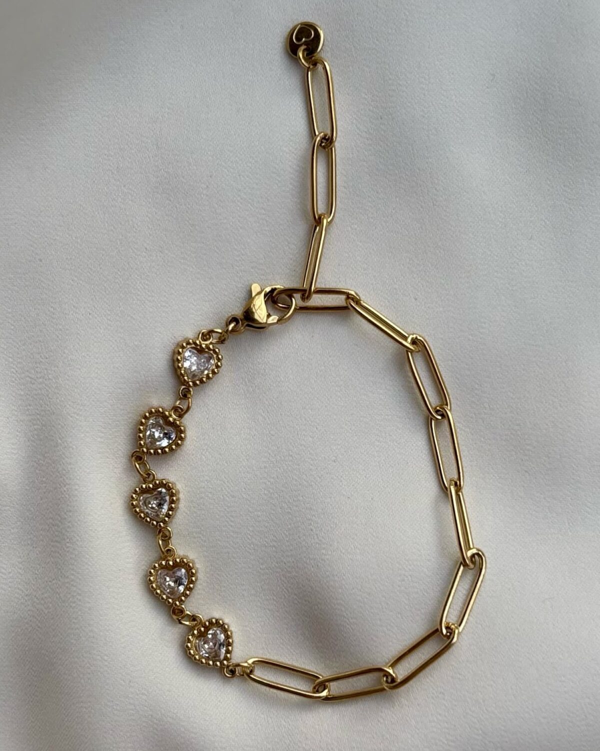 Beş Kalp Ataç Gold Bileklik - Görsel 1
