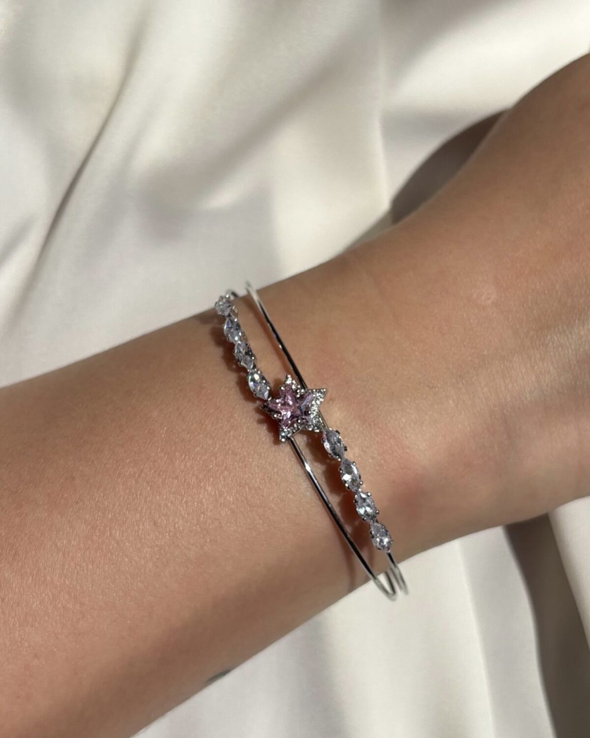 Pembe Yıldızlı Silver Kelepçe - Görsel 2